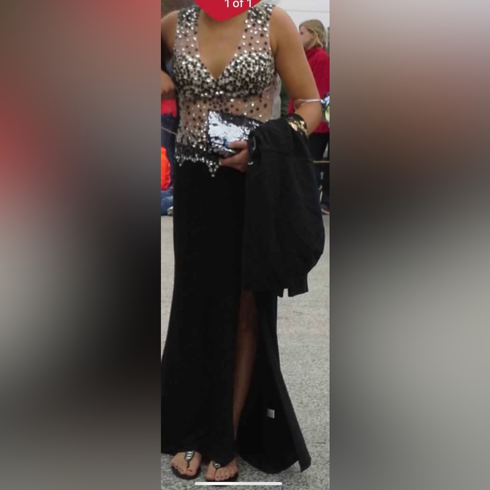 Elegant Black and Gold Evening Gown